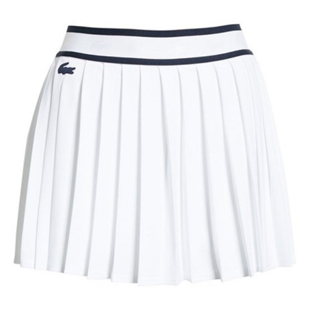Lacoste Women's SPORT Light Pleated Logo Waistband Skort White Size 38- Medium